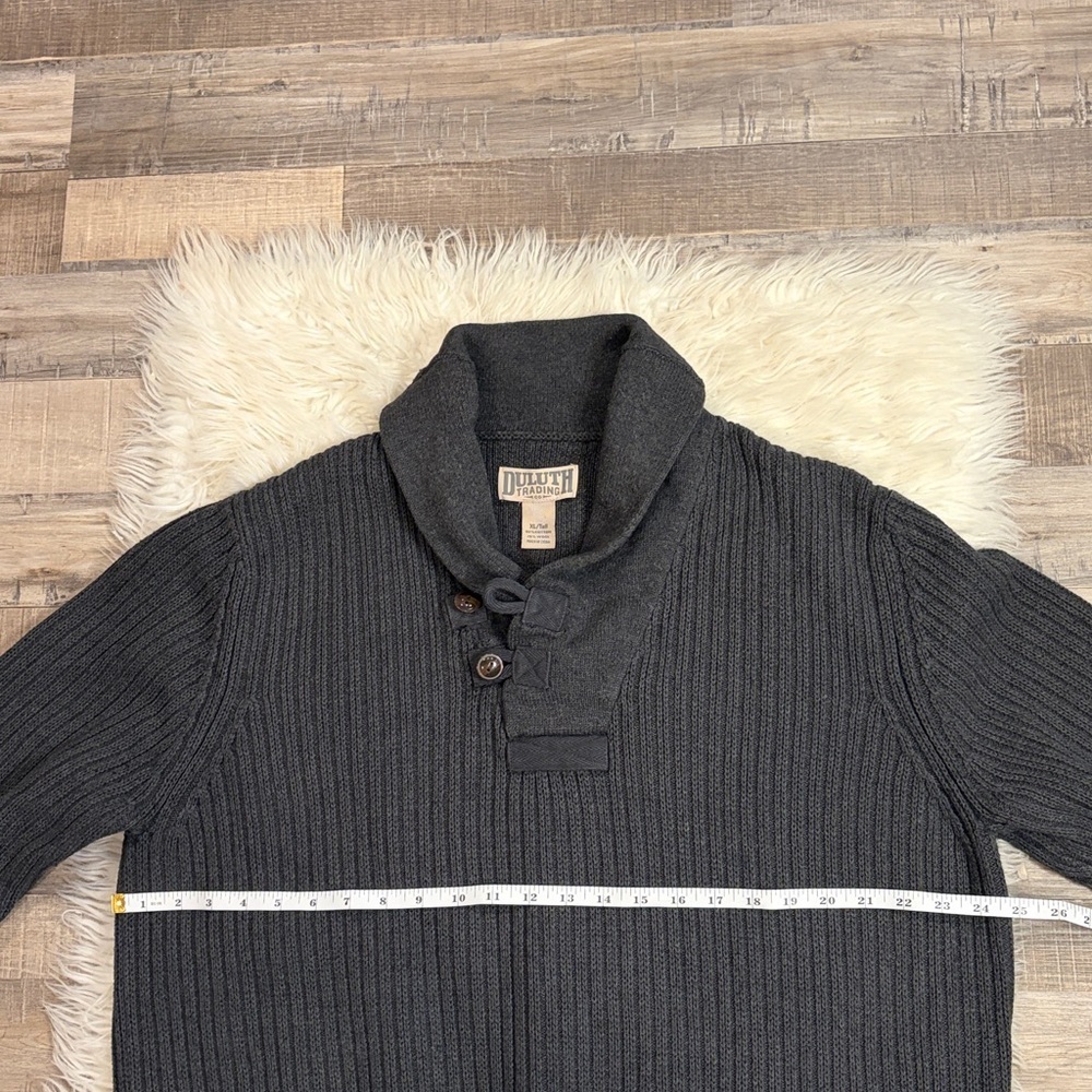 Duluth Trading Co Brigadier wool cotton shawl collar sweater XL Tall - Picture 4 of 5